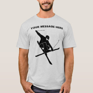 T-shirt Pour skieurs Ski Trick Black Silhouette Graphique