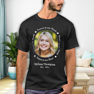 T-shirt Pour toujours dans nos coeurs Custom Photo Memoria