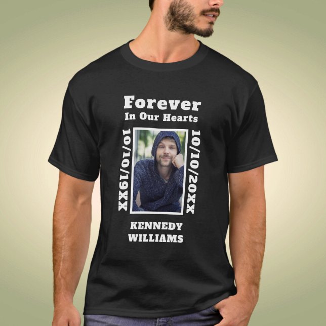 T-shirt Pour toujours dans nos coeurs Photo personnalisée  (Créateur téléchargé)