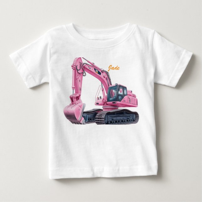 T-Shirt pour tout-petit excavatrice rose personnal (Devant)