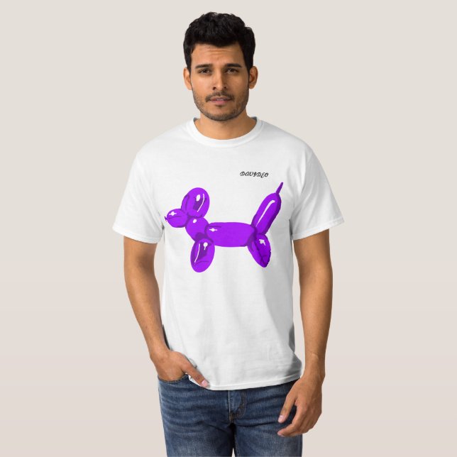 T-shirt Pourpre de chien de ballon (Devant entier)