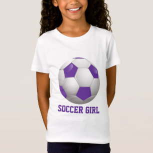T-Shirt Pourpre et blanc de ballon de football de fille du