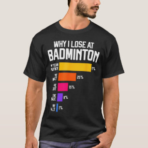 T-shirt Pourquoi J'Ai Perdu À Badminton Funny Excuse Shutt