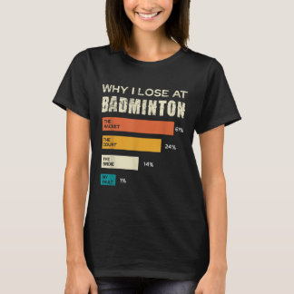 T-shirt Pourquoi je perds au badminton la raquette de cour