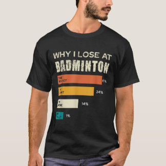 T-shirt Pourquoi je perds au badminton la raquette le cour