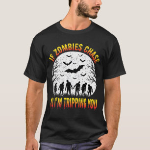 T-shirt Poursuite de zombie Halloween drôle graphique d'ho