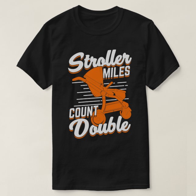 T-shirt Poussette courir Jogging Runner Maman Mère Cadeau (Design devant)