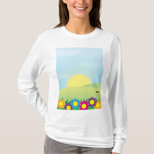 T-shirt Poussière de soleil printanière avec des fleurs co