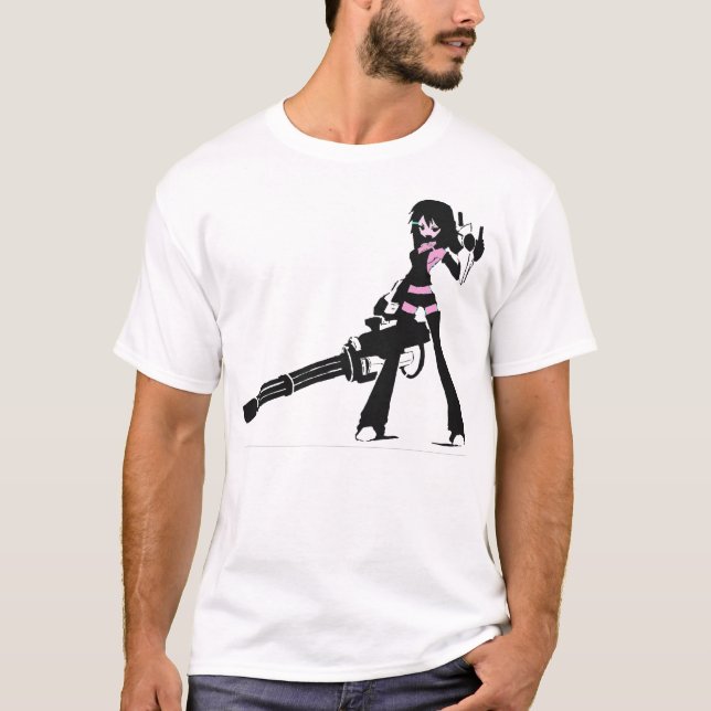 T-shirt poussin de manga de minigun (Devant)
