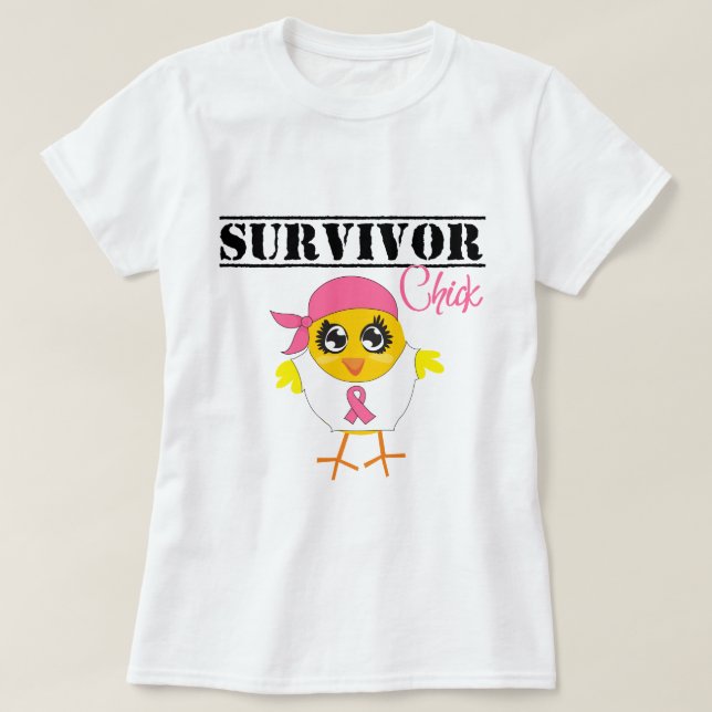 T-shirt Poussin de survivant de cancer du sein (Design devant)