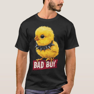 T-shirt Poussin jaune vibrant avec collier à pointes branc