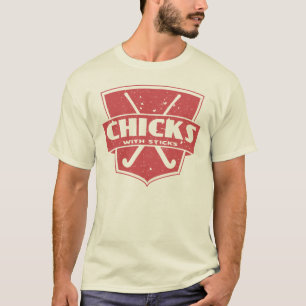 T-shirt Poussins d'hockey de champ avec des bâtons
