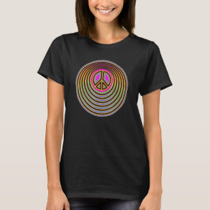 T-shirt Pouvoir de fleur psychédélique coupé signe PAIX 1