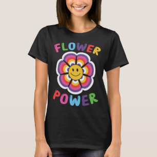 T-shirt Pouvoir-Fleur-Face-Hippie-Smiley
