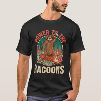 T-shirt Power To The Racoons Drôle Randonnée Camping Racoo