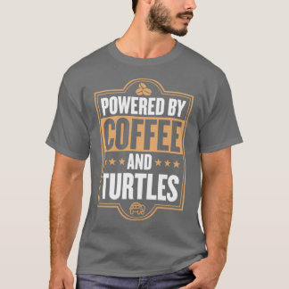 T-shirt Powered By Coffee and Turtles Funny Animaux de com
