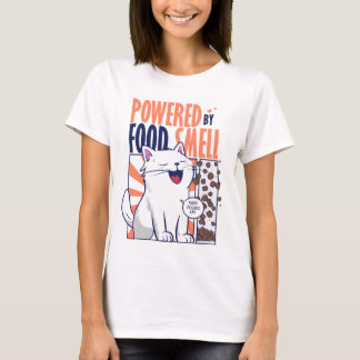 T-shirt Powered by Food Smell | Funny Cat Design