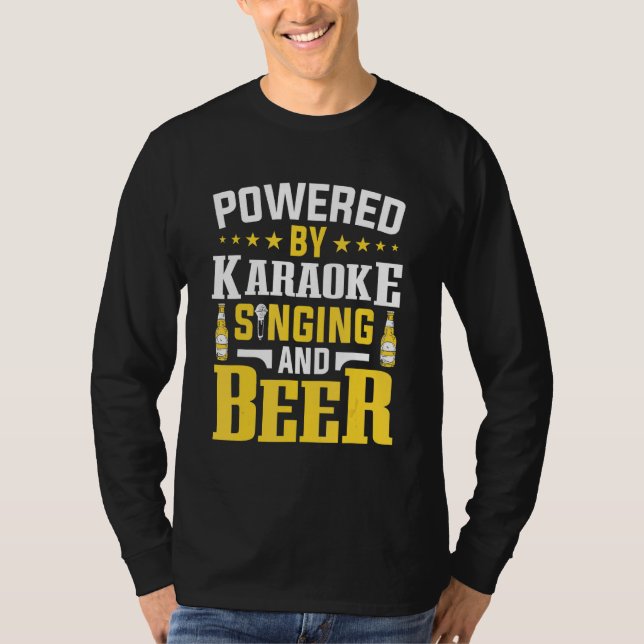 T-shirt Powered By Karaoke Singing Et Bière Microphone Sin (Devant)