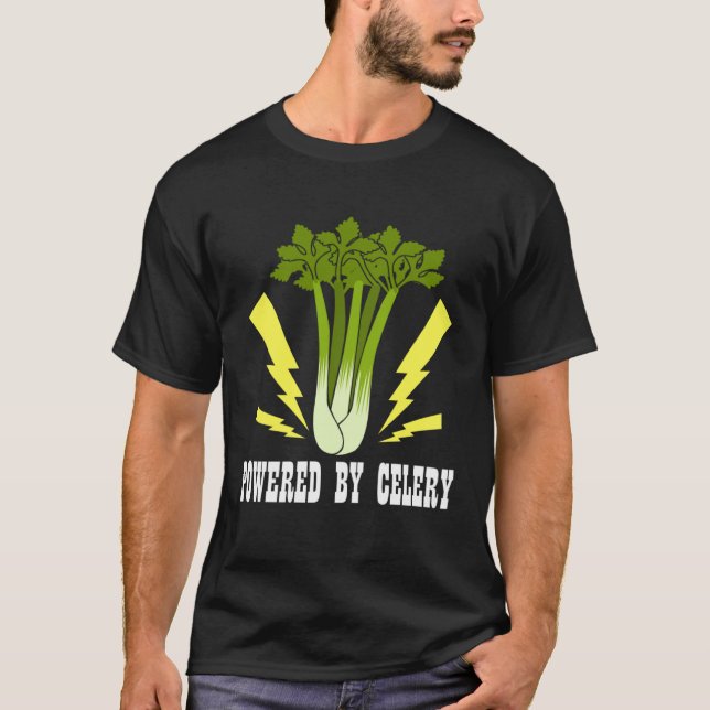 T-shirt Powered by Vegetables Ironic Leek Celery Quote (Devant)