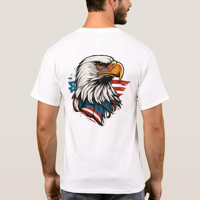 T-shirt Powerful Bald Eagle with Red White and Blue Patrio (Dos)