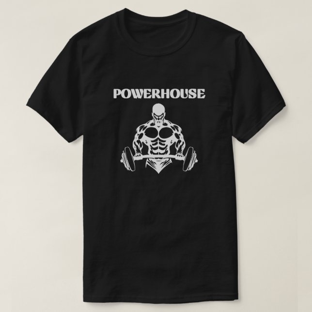 T-SHIRT POWERHOUSE, BLACK MEN'S BASIC  (Design devant)
