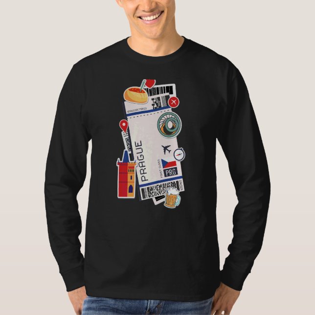 T-shirt Prague Air Ticket Boarding Pass Plane République t (Devant)