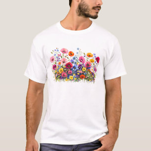 T-shirt Prairie de fleurs sauvages avec des floraisons aqu