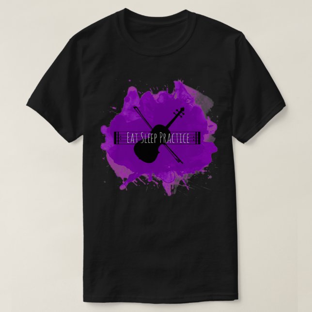 T-shirt Pratique du sommeil de manger Violon répété (Design devant)