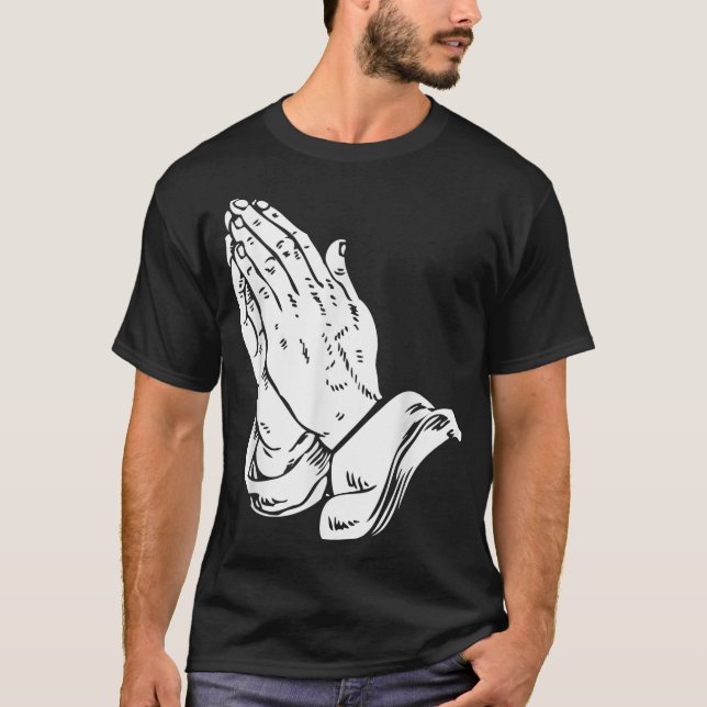 T-shirt Praying Hands T Shirt - Cool chrétien religieux J (Devant)