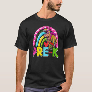 T-shirt Pré K Dinosaur Arc-En-Ciel Filles Enfants Retourne