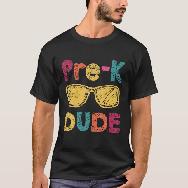T-shirt Pré-K Dude Retourner À L'École Premier Jour De L'É (Devant)