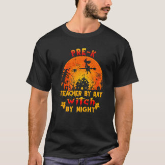T-shirt Pré k Enseignant De Jour Sorcière De Nuit Costume 