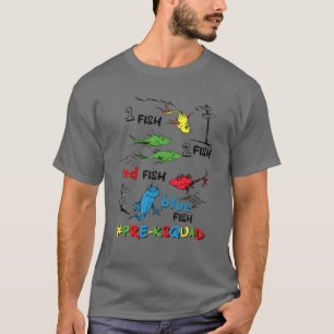 T-shirt Pré-K Enseignant Oh Les Lieux Un Deux Poisson Roug