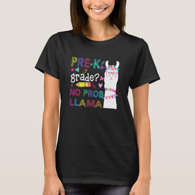 T-shirt Pré-K No Prob-Llama Professeur Étudiant Premier Jo (Devant)