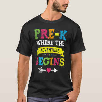 T-shirt Pré K Où L'Aventure Commence À Retourner À L'École