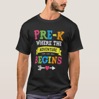 T-shirt Pré K Où L'Aventure Commence À Retourner À L'École