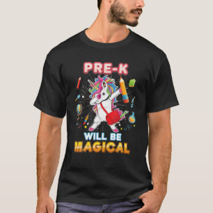 T-shirt Pre-K sera magique Dabbing Unicorn Retour à Scho