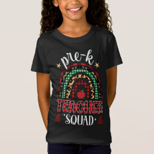 T-Shirt Pré-K Teacher Squad Rainbow Buffalo Plaid Teacher