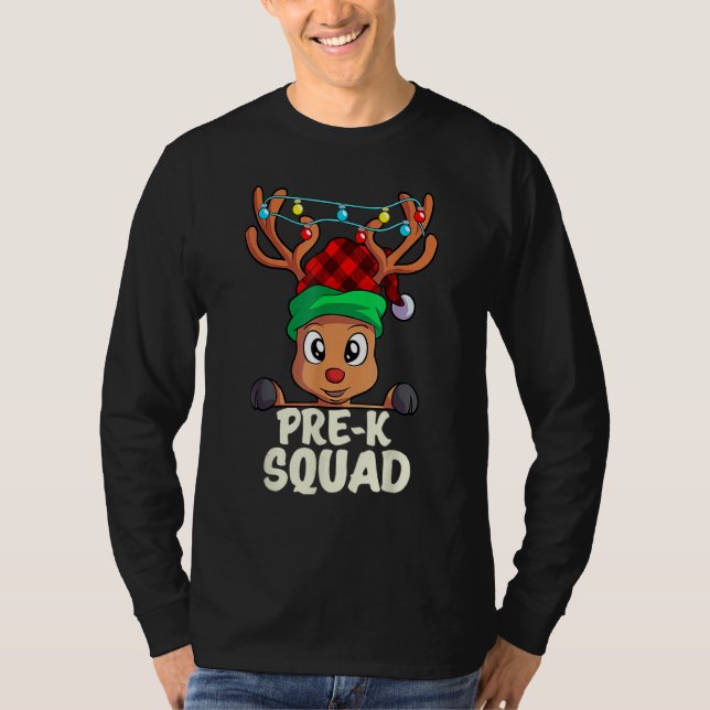T-shirt Pre K Teacher Squad Reindeer  Teacher Christmas Xm (Devant)