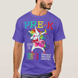 T-shirt PréK où l'aventure commence licorne 