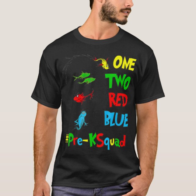 T-shirt PréK Professeur Oh Les Lieux Un Deux Bleu Rouge Po (Devant)
