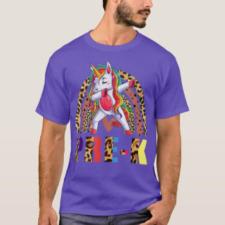 T-shirt PréK Professeur Rainbow Leopard Dab Unicorn Retour