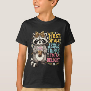 T-shirt Premier Jésus pense qu'un design de raton laveur e