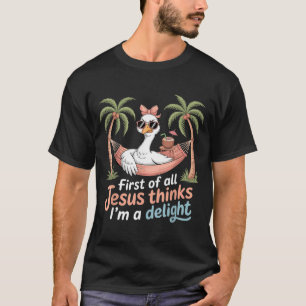T-shirt Premier Jésus pense qu'une impression de canard dr