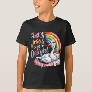 T-shirt Premier Jésus Pense Qu'une Oie Drôle Est Un Délice