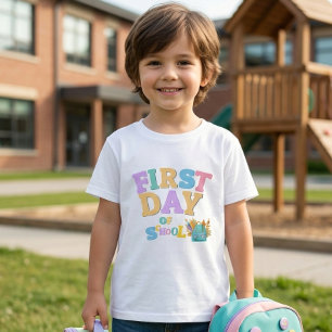 T-shirt Premier jour coloré de l'école K Amusants Retour à