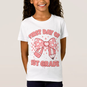 T-Shirt Premier Jour De 1re Année Coquette Nœud Retour À L