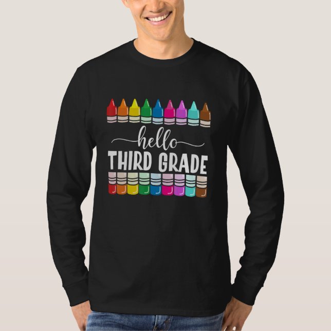 T-shirt Premier Jour De 3E Année Équipe Bonjour Troisième  (Devant)