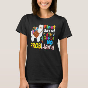T-shirt Premier Jour De 6e Sans Problème Llama Retour À