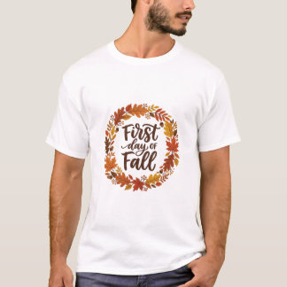 T-shirt Premier Jour de Couronne de Feuilles d'Automne Sai